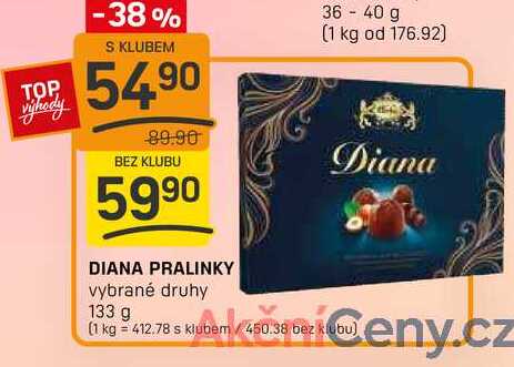 DIANA PRALINKY vybrané druhy 133g