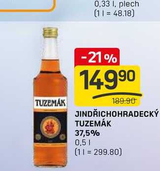 JINDŘICHOHRADECKÝ TUZEMÁK 37,5% 0,5l