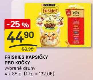 FRISKIES KAPSIČKY PRO KOČKY vybrané druhy 4 x 85 g