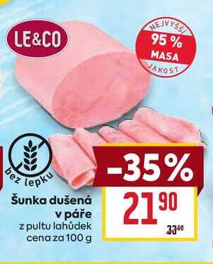 Šunka dušená v páře z pultu lahůdek cena za 100g