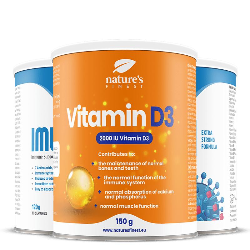 2x IMUNUP + Vitamin D3 prášek | Podpora imunitního systému | Obsahuje aminokyseliny | Vitamin D3 pro zdraví imunitního systému