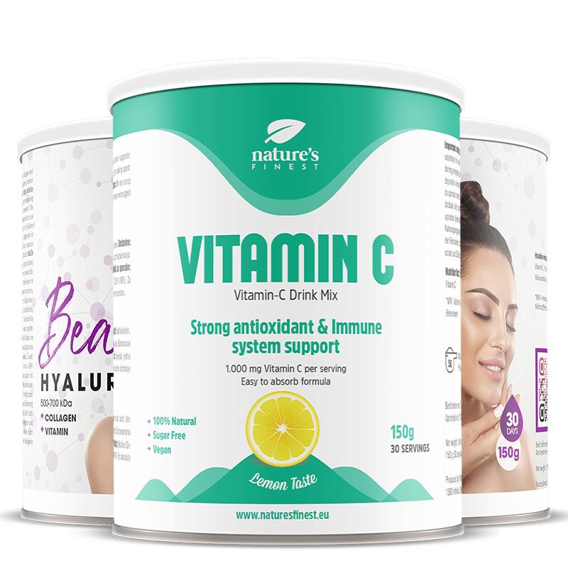 2x Beauty Hyaluron Box + Vitaminem C zdarma | Kyselina hyaluronová | Redukuje vrásky | Zdravá elasticita kůže | Hydratuje pleť