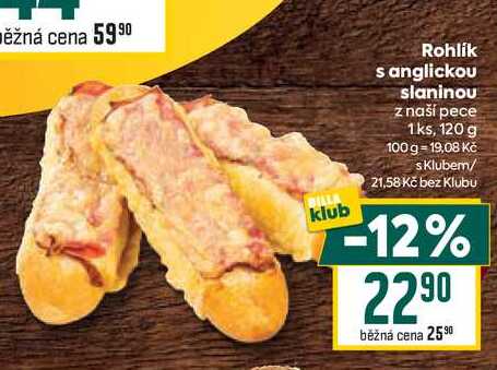 Rohlík s anglickou slaninou z naší pece 1ks, 120 g 
