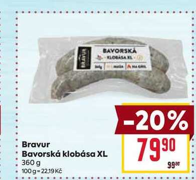 Bravur Bavorská klobása XL 360 g  