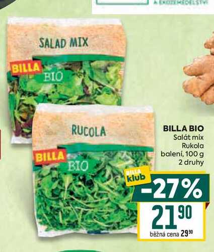 BILLA BIO Salát mix Rukola balení, 100g