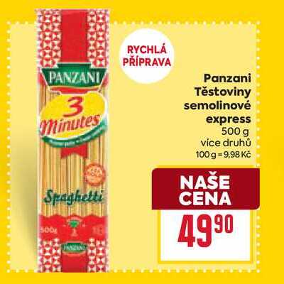 Panzani Těstoviny 3 Minutes Spaghetti semolinové express 500 g 