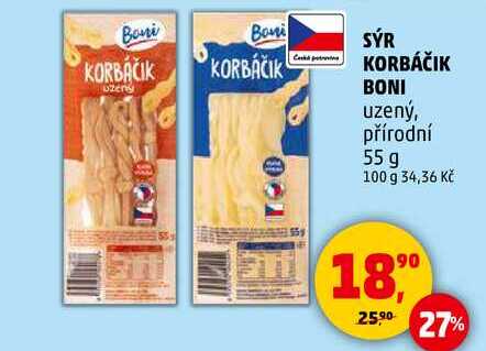 SÝR KORBÁČIK BONI uzený, 55 g 