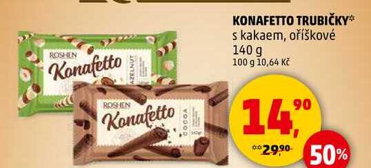 KONAFETTO TRUBIČKY s kakaem, oříškové, 140 g 