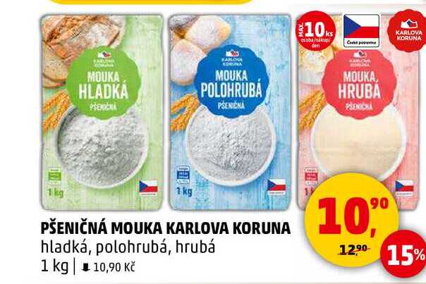 PŠENIČNÁ MOUKA KARLOVA KORUNA hladká, 1 kg