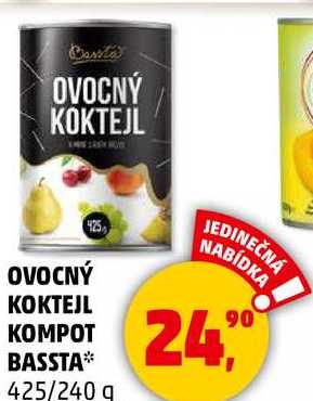 OVOCNÝ KOKTEJL KOMPOT BASSTA, 425/240 g
