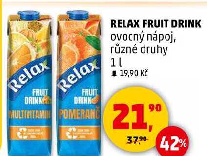 RELAX FRUIT DRINK ovocný nápoj, různé druhy, 1 l 
