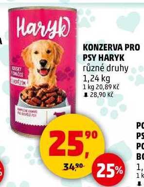 KONZERVA PRO PSY HARYK různé druhy, 1,24 kg 