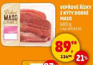 VEPŘOVÉ ŘÍZKY Z KÝTY DOBRÉ MASO, 600 g  