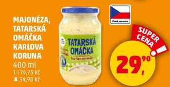 MAJONÉZA, TATARSKÁ OMÁČKA KARLOVA KORUNA, 400 ml