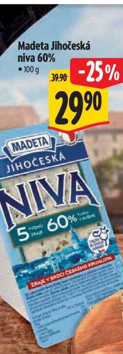 Madeta Jihočeská niva 60%  100 g  