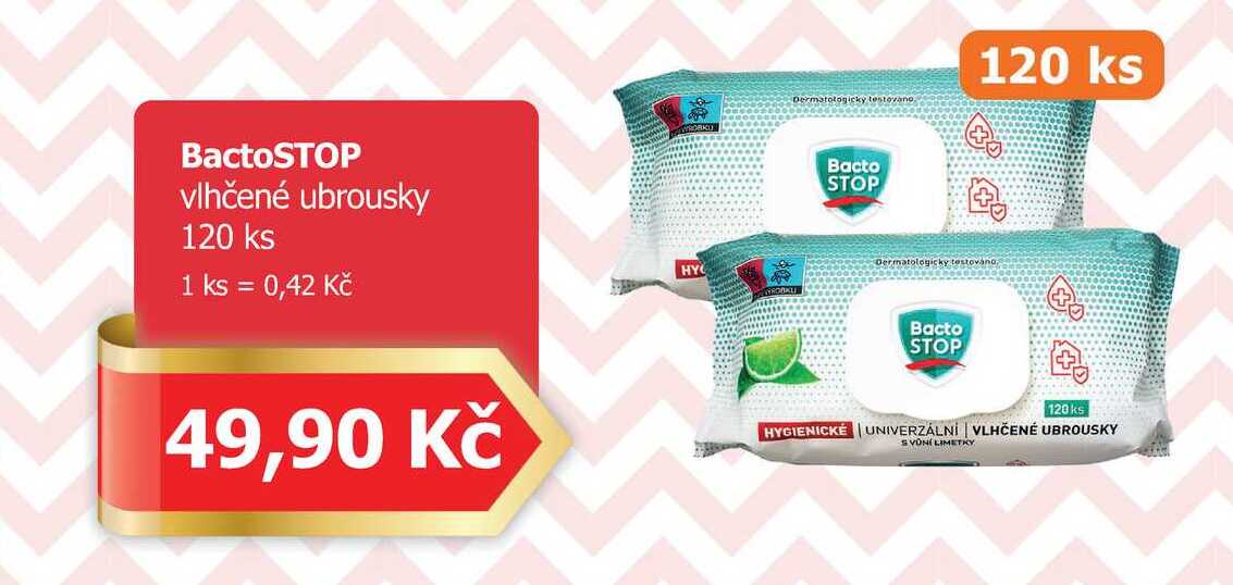 BactoSTOP vlhčené ubrousky 120 ks 