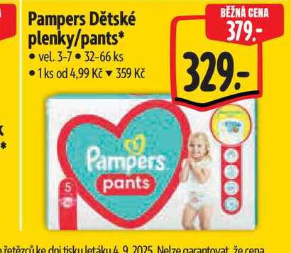 Pampers Dětské plenky/pants  vel. 3-7 32-66 ks  