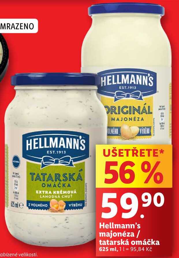 Hellmann's majonéza/tatarská omáčka, 625 ml