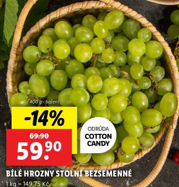 BÍLÉ HROZNY STOLNÍ BEZSEMENNÉ, 400 g