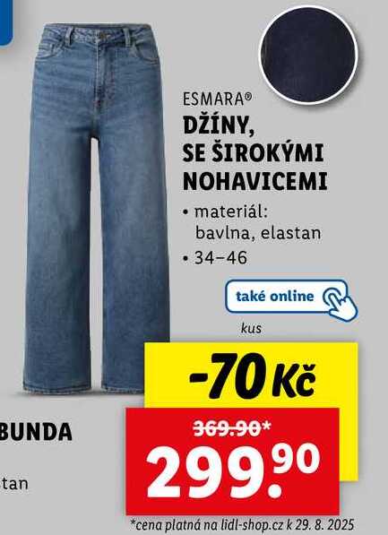 DŽÍNY, SE ŠIROKÝMI NOHAVICEMI 