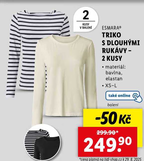 TRIKO S DLOUHÝMI RUKÁVY - 2 KUSY 