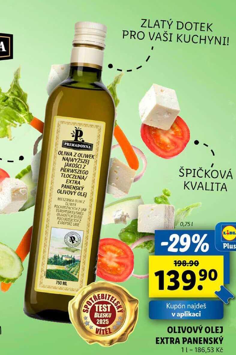 OLIVOVÝ OLEJ EXTRA PANENSKÝ, 0,75 l