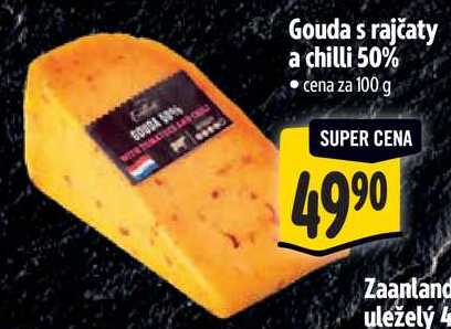 Gouda s rajčaty a chilli 50%, cena za 100 g 