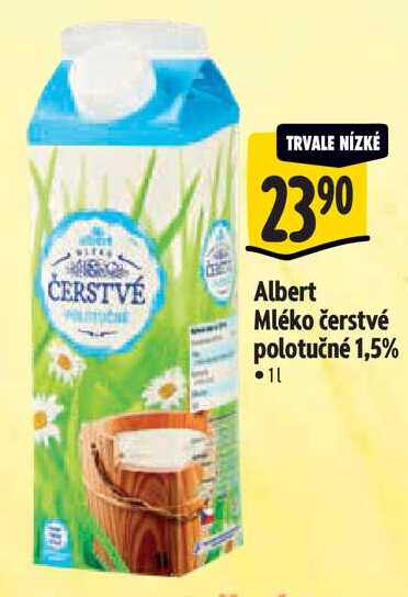 Albert Mléko čerstvé polotučné 1,5%, 1 l
