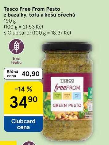 Tesco Free From Pesto z bazalky, tofu a kešu ořechů, 190 g  