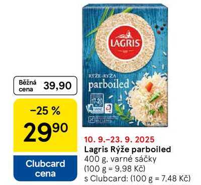 Lagris Rýže parboiled, 400 g. varné sáčky  