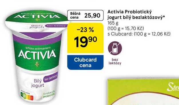 Activia Probiotický jogurt bílý bezlaktózový, 165 g