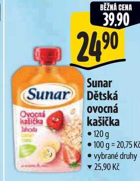 Sunar Dětská ovocná kašička, 120 g