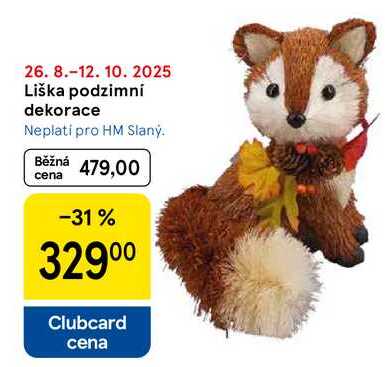 Liška podzimní dekorace