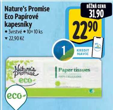 Nature's Promise Eco Papírové kapesníky, 10x 10 ks