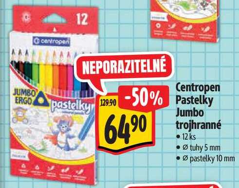 Centropen Pastelky pastelky Jumbo trojhranné, 12 ks 