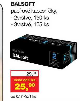BALSOFT papírové kapesníčky, - 2vrstvé, 150 ks