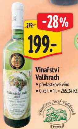 Vinařství Valihrach, 0,75 l