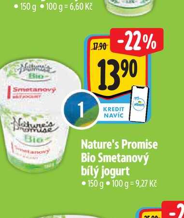   Nature's Promise Bio Smetanový bílý jogurt •150 g   