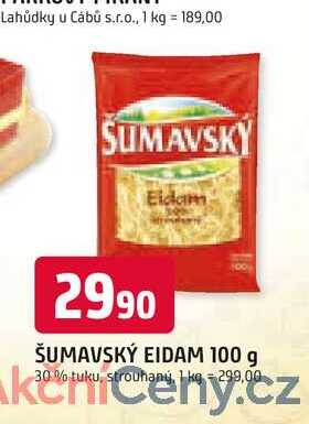 ŠUMAVSKÝ EIDAM 100 g 30% tuku, strouhaný
