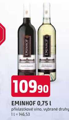 EMINHOF 0,75l přívlastkové víno, vybrané druhy 