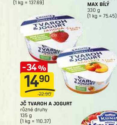 JČ TVAROH A JOGURT různé druhy 135 g