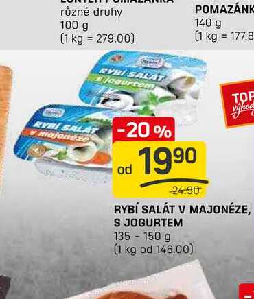 RYBÍ SALÁT V MAJONÉZE, S JOGURTEM 135 - 150 g 