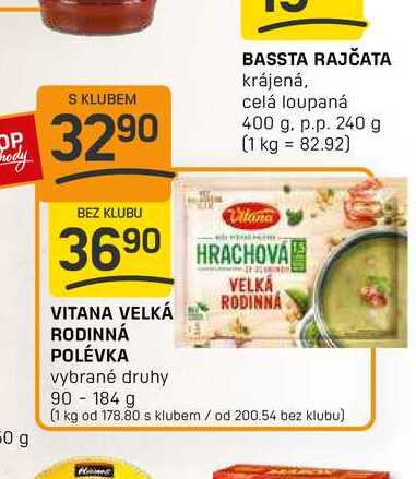 Vitana Velká rodinná polévka, vybrané druhy 90-184g