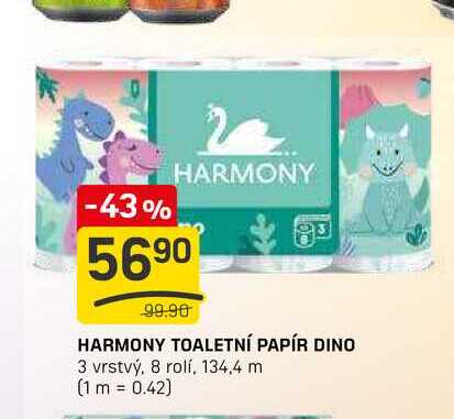 HARMONY TOALETNÍ PAPÍR DINO 3 vrstvý, 8 rolí