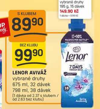 LENOR AVIVÁŽ vybrané druhy 675 ml, 32 dávek