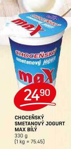 CHOCEŇSKÝ SMETANOVÝ JOGURT MAX BÍLÝ 330 g 