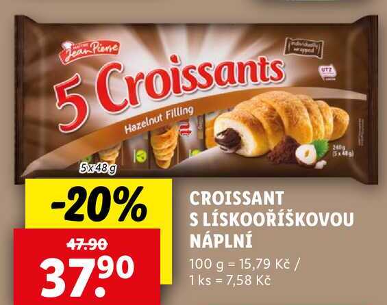 CROISSANT S LÍSKOOŘÍŠKOVOU NÁPLNÍ, 5x 48 g
