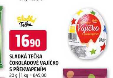 SLADKÁ TEČKA ČOKOLÁDOVÉ VAJÍČKO S PŘEKVAPENÍM 20 g 