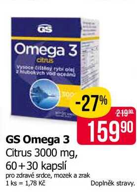 GS Omega 3 Citrus 3000 mg, 60+30 kapslí 