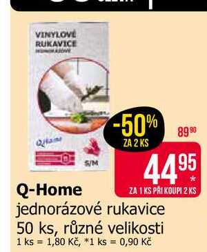 Q-Home jednorázové rukavice 50 ks, různé velikosti 